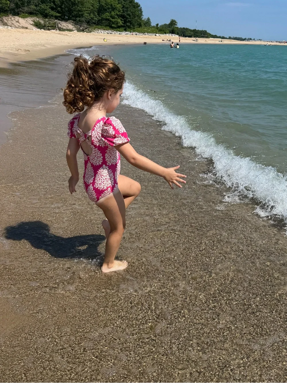 Boden—Girls' Pink Floral Puff-Sleeve One-Piece Swimsuit, 4-5
